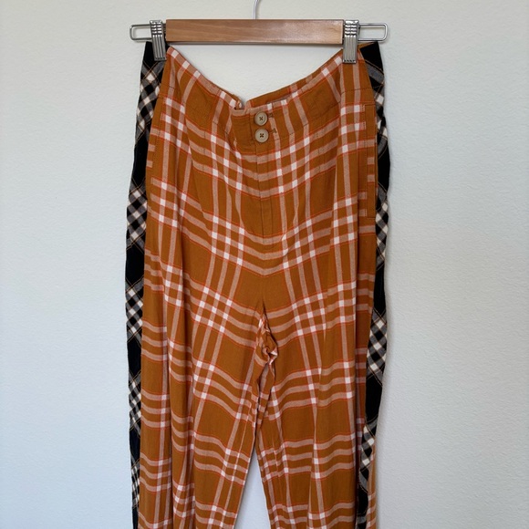 Anthropologie by Maeve Plaid Wide-Leg Pants in Orange and Black - Picture 4 of 13